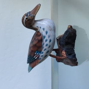 Wooden Mallard Duck on wood